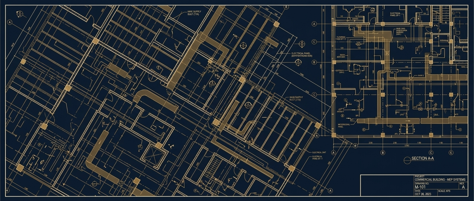 Blueprint of a federal facilities operations floor plan